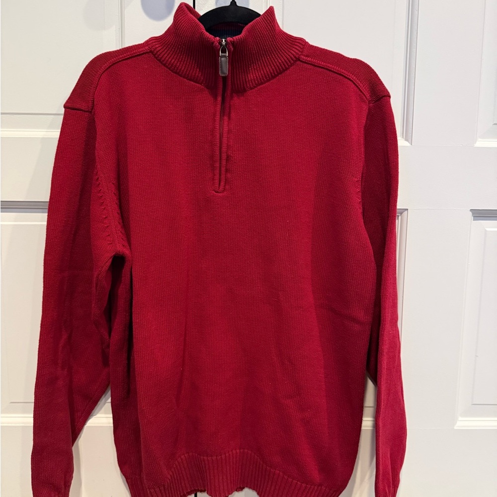 Oscar de la Renta Men's Scarlet Half-Zip Knit Sweater